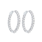 14KT White Gold & Diamond Classic Book Hoop Fashion Earrings   - 7 ctw