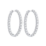 14KT White Gold & Diamond Classic Book Hoop Fashion Earrings   - 10 ctw