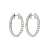 14KT White Gold & Diamond Classic Book Hoop Fashion Earrings  - 1 ctw