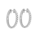 14KT White Gold & Diamond Classic Book Hoop Fashion Earrings  - 2 ctw