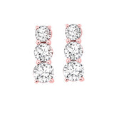 14KT Pink Gold & Diamond Studded Fashion Earrings   - 1/2 ctw