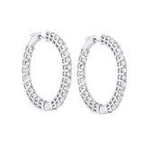 14KT White Gold & Diamond Classic Book Hoop Fashion Earrings   - 5 ctw