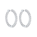14KT White Gold & Diamond Classic Book Hoop Fashion Earrings   - 8-1/2 ctw