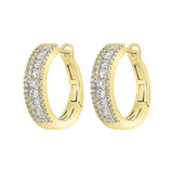 14KT Yellow Gold & Diamond 3 Row Fashion Earrings   - 3/4 ctw