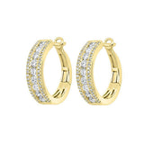 14KT Yellow Gold & Diamond 3 Row Fashion Earrings  - 1 ctw