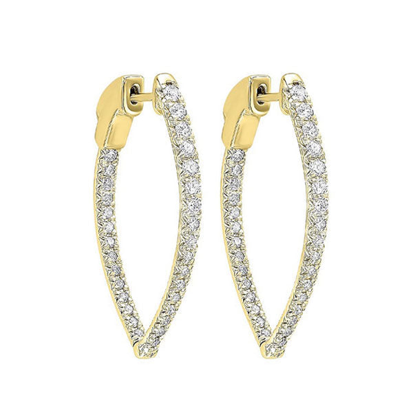14KT Yellow Gold & Diamond Hoop Fashion Earrings  - 3/4 ctw