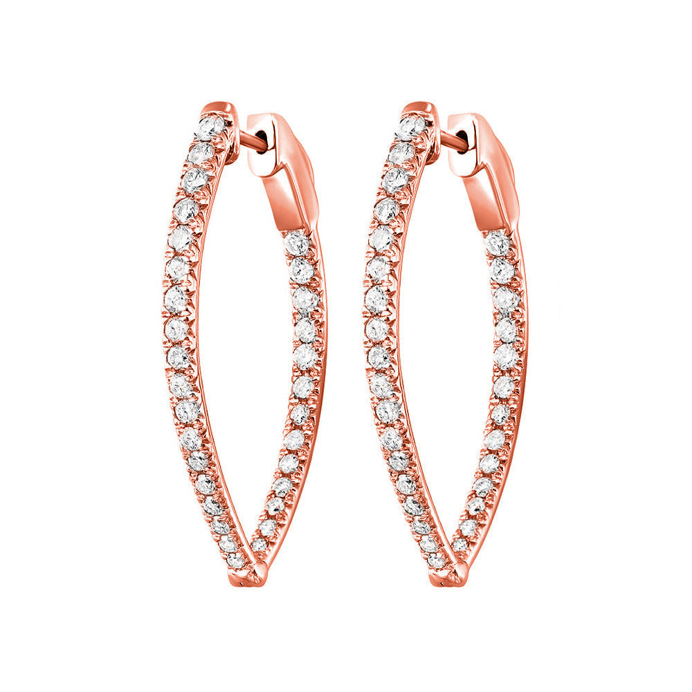 14KT Pink Gold & Diamond Hoop Fashion Earrings  - 1-1/2 ctw