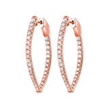 14KT Pink Gold & Diamond Hoop Fashion Earrings  - 1-1/2 ctw