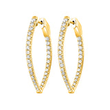 14KT Yellow Gold & Diamond Hoop Fashion Earrings  - 1-1/2 ctw