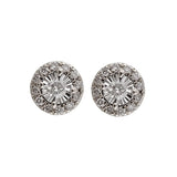 14KT White Gold & Diamond Classic Book Fashion Earrings  - 1/8 ctw
