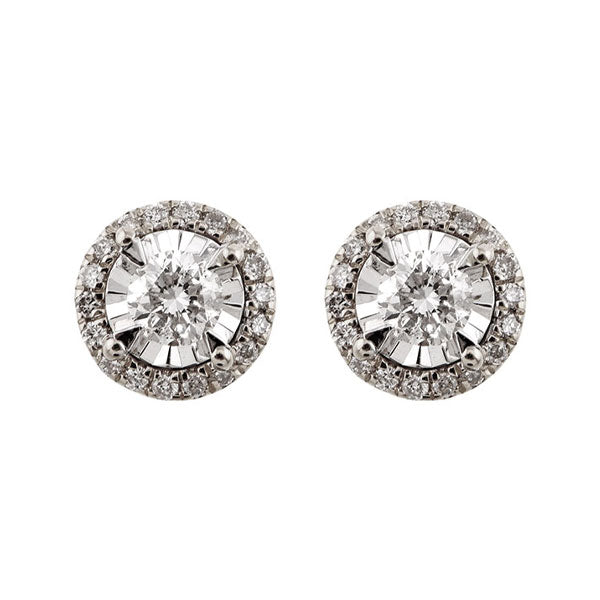 14KT White Gold & Diamond Classic Book Fashion Earrings  - 1/3 ctw