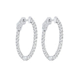 14KT White Gold & Diamond Classic Book Hoop Fashion Earrings  - 1-1/2 ctw