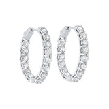 14KT White Gold & Diamond Classic Book Hoop Fashion Earrings  - 7 ctw