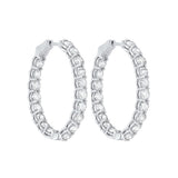 14KT White Gold & Diamond Classic Book Hoop Fashion Earrings  - 11 ctw