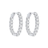 14KT White Gold & Diamond Classic Book Hoop Fashion Earrings   - 6 ctw