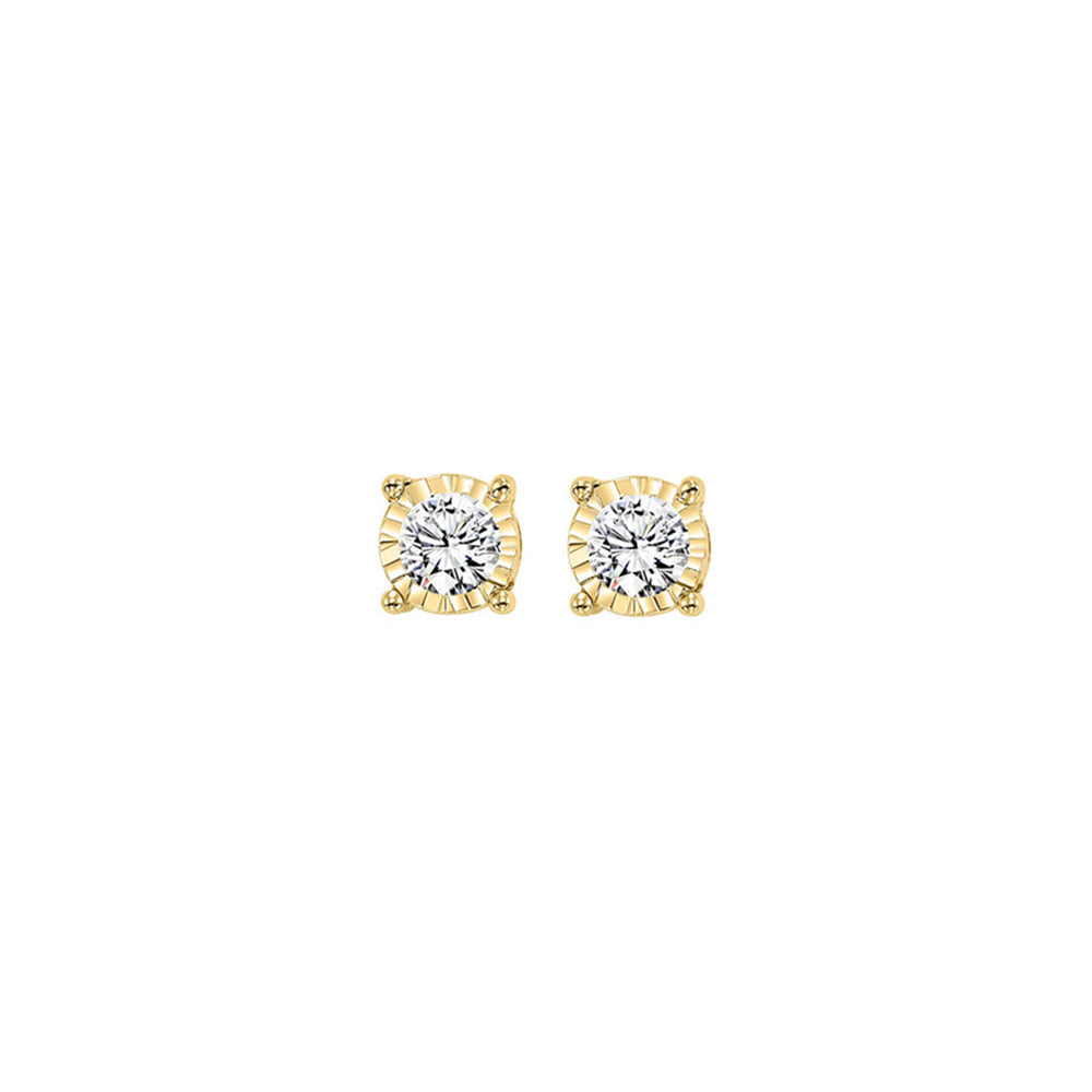 14KT Yellow Gold & Diamond Tru Reflection Fashion Earrings    - 1/4 ctw