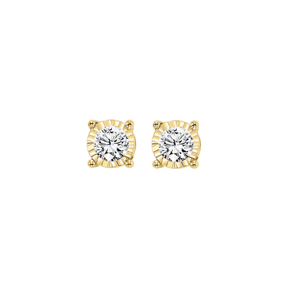 14KT Yellow Gold & Diamond Tru Reflection Fashion Earrings    - 1/2 ctw