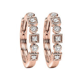 10KT Pink Gold & Diamond Classic Book Mixable Fashion Earrings   - 1/8 ctw
