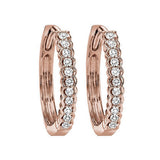 10KT Pink Gold & Diamond Classic Book Mixable Fashion Earrings  - 1/6 ctw
