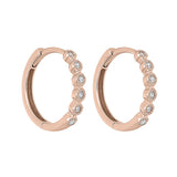 14KT Pink Gold & Diamond Classic Book Mixable Fashion Earrings  - 1/6 ctw