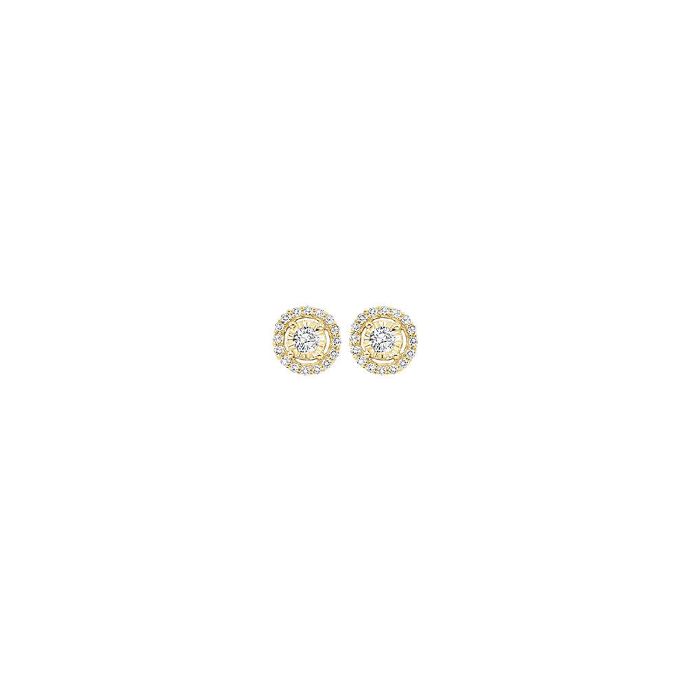 14KT Yellow Gold & Diamond Tru Reflection Fashion Earrings  - 1/8 ctw