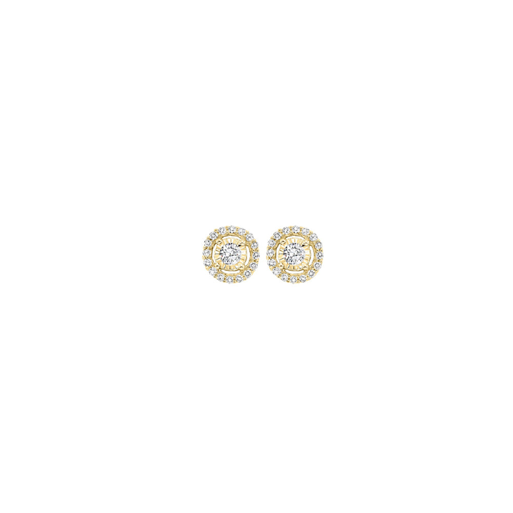 14KT Yellow Gold & Diamond Tru Reflection Fashion Earrings   - 1/6 ctw