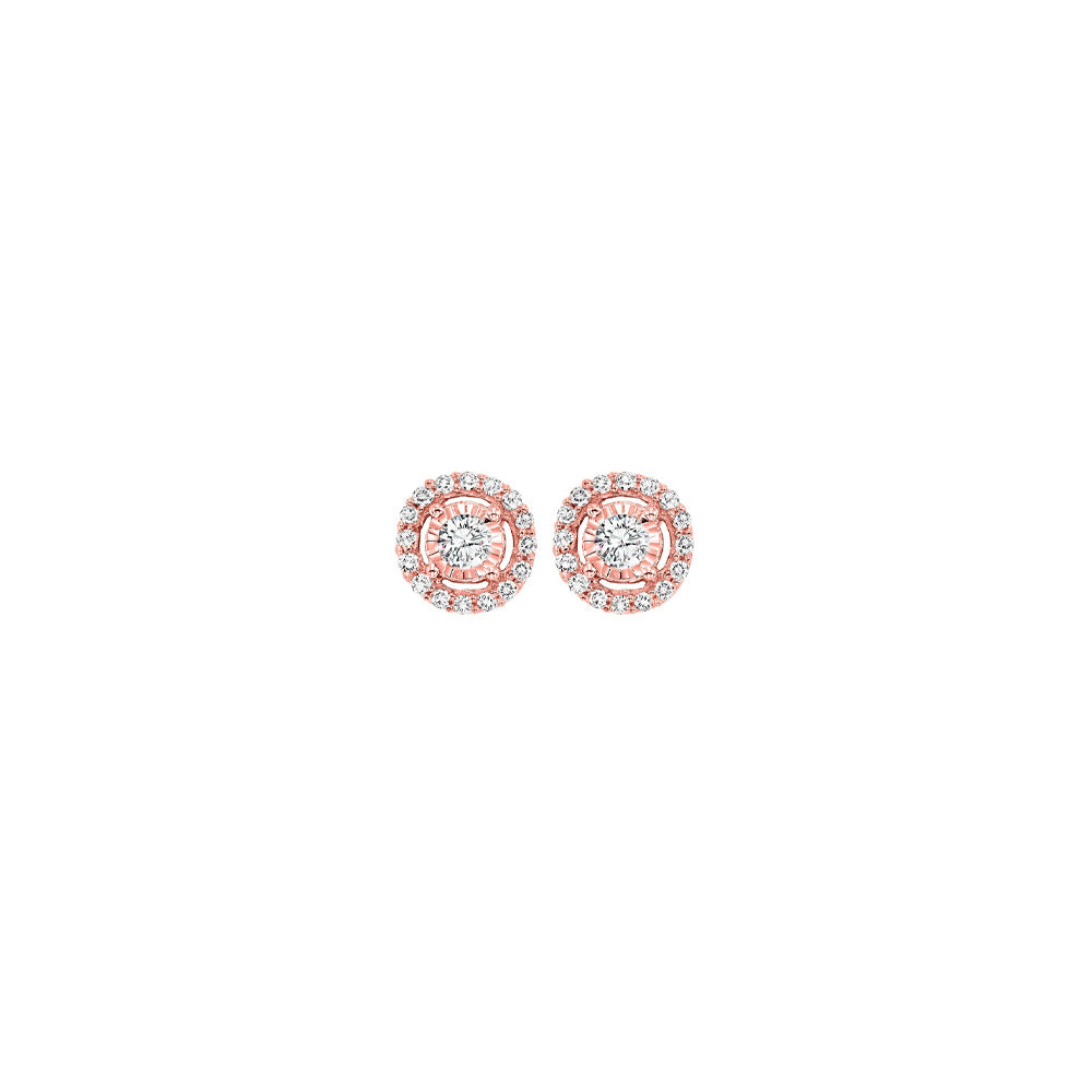 14KT Pink Gold & Diamond Tru Reflection Fashion Earrings  - 1/4 ctw