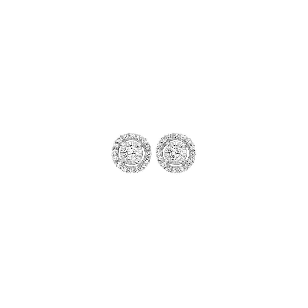 14KT White Gold & Diamond Classic Book Tru Reflection Fashion Earrings  - 1/4 ctw