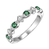 10KT White Gold & Diamond Stackable Gemstone Ring - 2/9 ctw