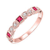 14KT Pink Gold & Diamond Classic Book Stackable Fashion Ring  - 1/10 ctw