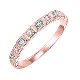 14KT Pink Gold & Diamond Classic Book Stackable Fashion Ring   - 1/10 ctw