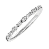 10KT White Gold & Diamond Classic Book Stackable Fashion Ring  - 1/10 ctw