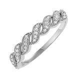14KT White Gold & Diamond Classic Book Stackable Fashion Ring  - 1/10 ctw