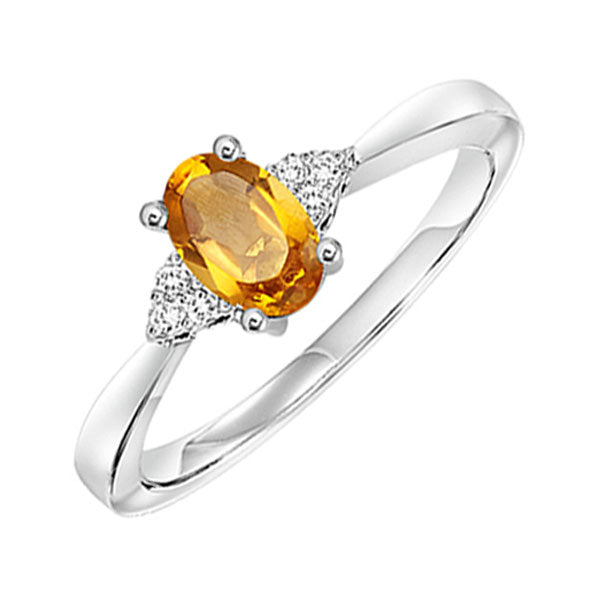 14KT White Gold & Diamond Gemstone Ring