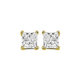 14KT Yellow Gold & Diamond Pricess Cut Stud Earrings  - 1/3 ctw