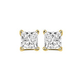 14KT Yellow Gold & Diamond Pricess Cut Stud Earrings  - 3/8 ctw