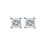 14KT White Gold & Diamond Classic Book Pricess Cut Stud Earrings  - 1/2 ctw