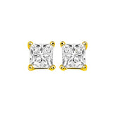 14KT Yellow Gold & Diamond Pricess Cut Stud Earrings  - 1/2 ctw