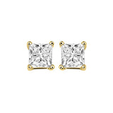 14KT Yellow Gold & Diamond Pricess Cut Stud Earrings  - 1/2 ctw