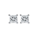 14KT White Gold & Diamond Classic Book Pricess Cut Stud Earrings  - 5/8 ctw