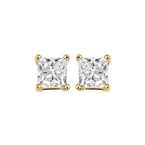 14KT Yellow Gold & Diamond Pricess Cut Stud Earrings  - 3/4 ctw