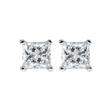 14KT White Gold & Diamond Classic Book Pricess Cut Stud Earrings  - 1 ctw