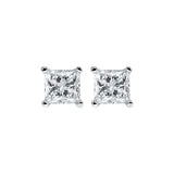 14KT White Gold & Diamond Classic Book Pricess Cut Stud Earrings  - 1-1/4 ctw