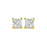 14KT Yellow Gold & Diamond Pricess Cut Stud Earrings  - 1-1/4 ctw