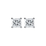 14KT White Gold & Diamond Classic Book Pricess Cut Stud Earrings  - 1-1/2 ctw