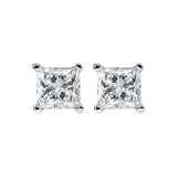 14KT White Gold & Diamond Classic Book Pricess Cut Stud Earrings  - 2 ctw