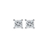 14KT White Gold & Diamond Classic Book Pricess Cut Stud Earrings  - 1/3 ctw