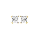 14KT Yellow Gold & Diamond Pricess Cut Stud Earrings  - 1/2 ctw