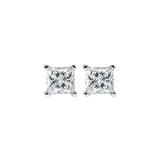 14KT White Gold & Diamond Classic Book Pricess Cut Stud Earrings  - 3/4 ctw