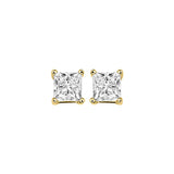 14KT Yellow Gold & Diamond Pricess Cut Stud Earrings  - 3/4 ctw